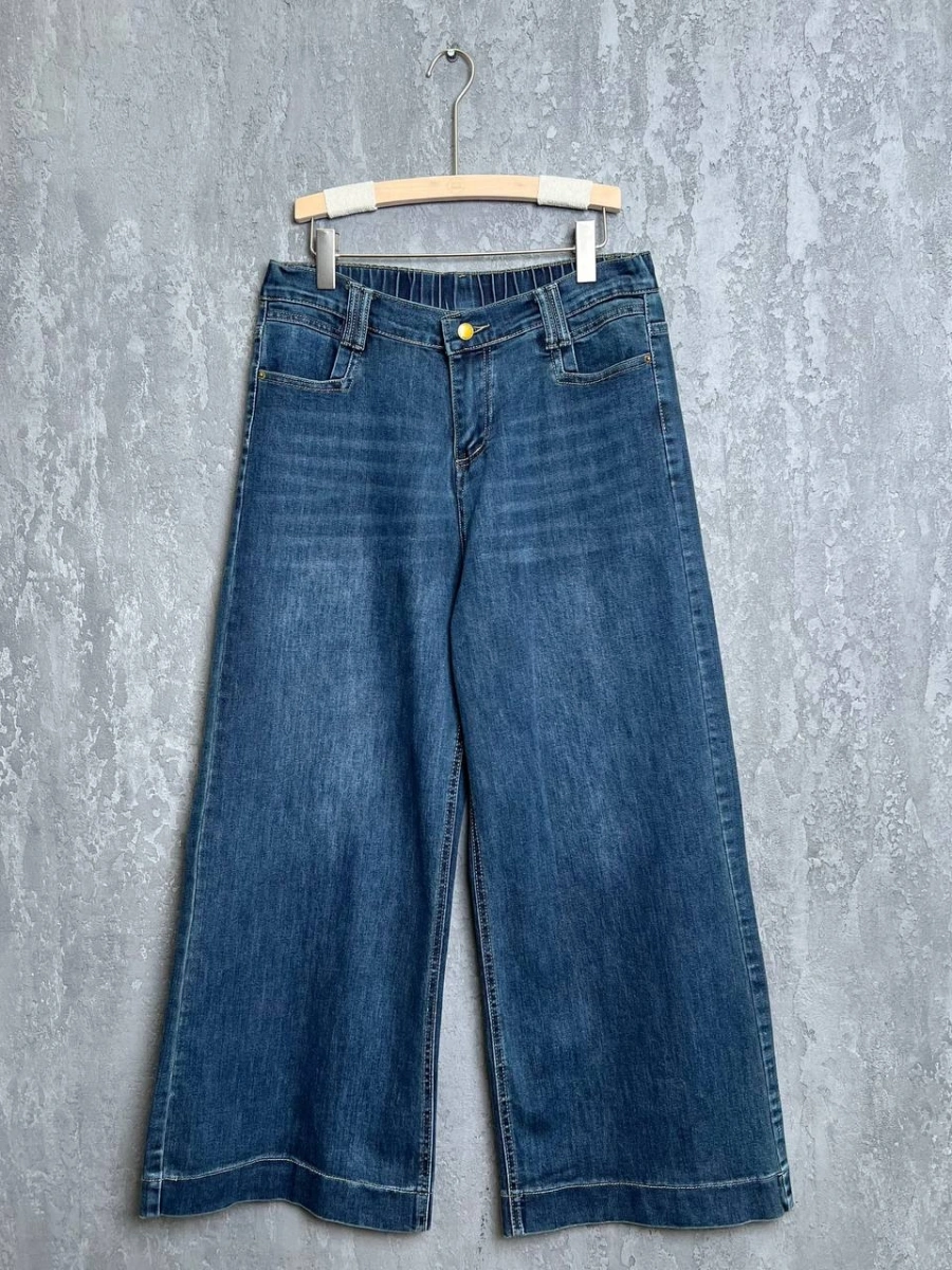 Джинсы палаццо 2506 Размеры 46-54 (темная джинса, 6XL (52-54)) Уценка фото 1