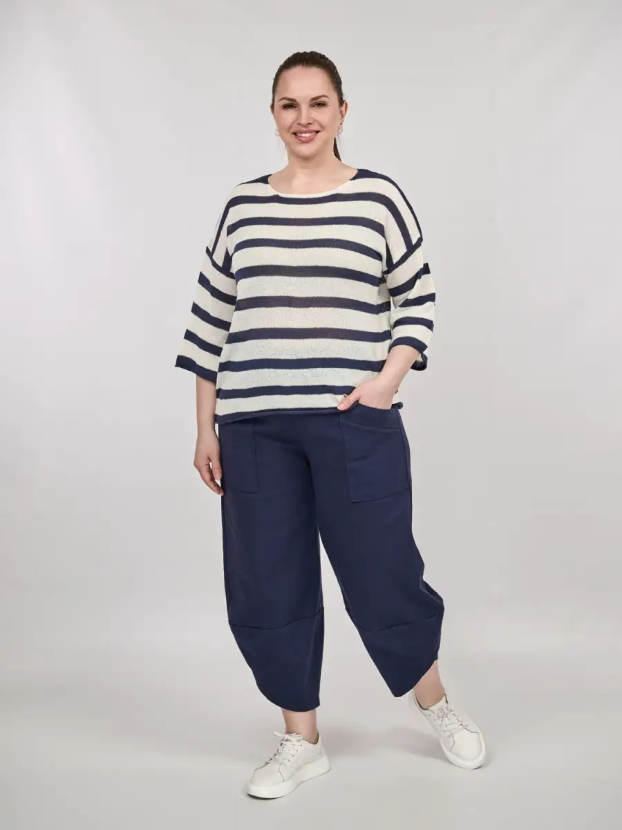 Джемпер облегченный в полоску ЭттоПлюс 25107 Размер 54-58 фото 43
