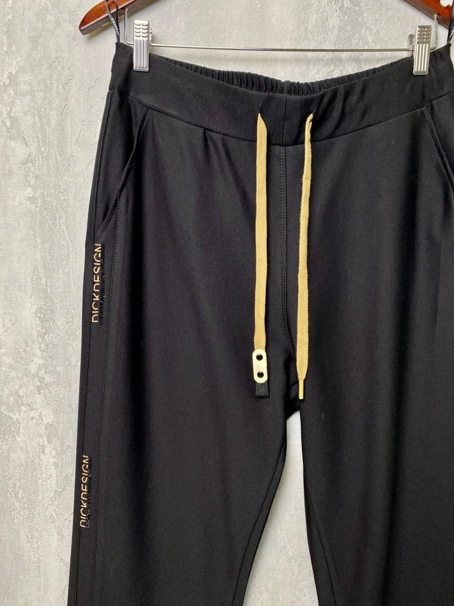 Брюки на резинке с бежевым лампасом фото 20