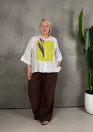 Льняная рубашка с тюльпаном 8342
