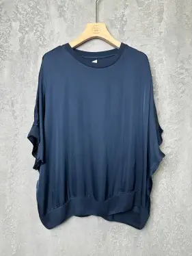 Блуза атлас 23006 (темно-синий) Уценка