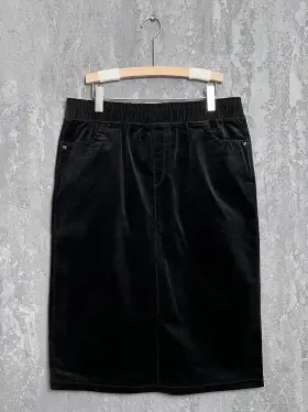 Юбка вельвет 33413 ЭттоПлюс (черный, 2)Уценка