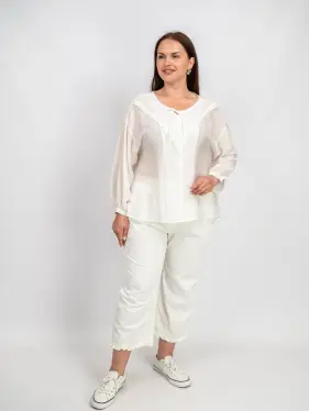 Брюки лето с рюшами 1239 размеры 48- 58