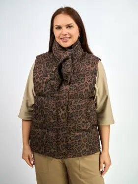 Жилет теплый леопардовый 18401