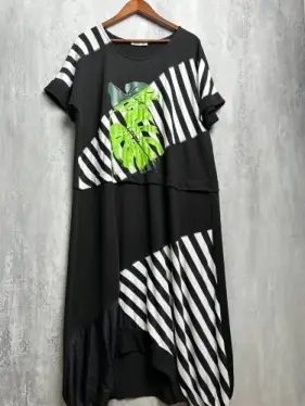 Платье зеленый лист папоротника 7002 (50, черный) Уценка