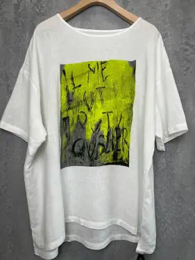 Футболка лен "Зеленый квадрат" 23266