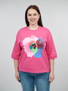 Лонгслив Цветы 25001 ЭттоПлюс Размер 50-58