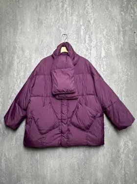 Пуховик женский с шарфом 8358 Размер 50-58 (виноград) Уценка