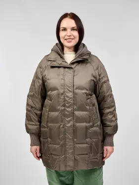 Пальто с вязаным капюшоном №2 8893