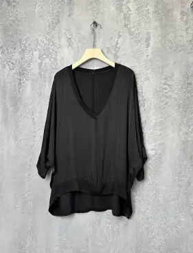 Блуза атлас 22990 (черный) Уценка