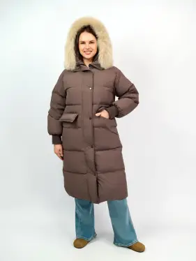 Зимний пуховик с мехом лисы  07