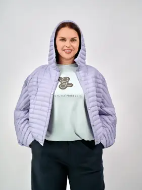 Куртка пух легкая короткая с заклепками 8183