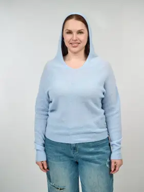 Джемпер с капюшоном шерсть,кашемир 25676 Размер 46-54