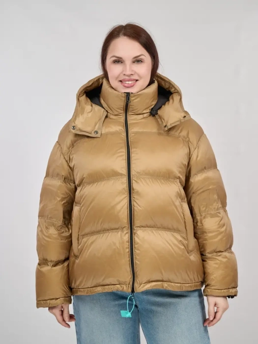 Короткий пуховик Артикул 9903 размеры 50-58  (корица) уценка