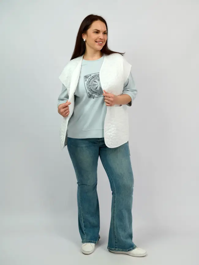 Легкий стеганый жилет "Цветочек" 7371 Размер 52-56 фото 7