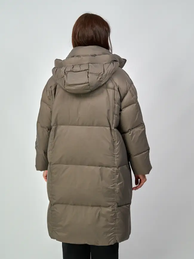 Пуховое пальто с кожаной вставкой 03741 фото 26