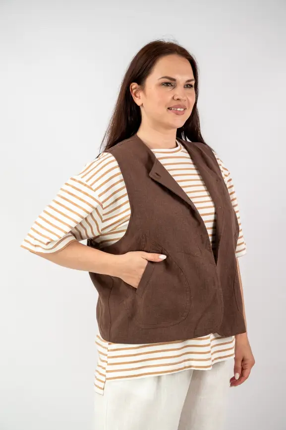 Жилет лен на подкладке 24625 Размер 50-58 фото 10