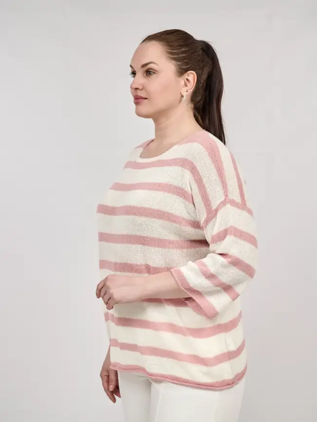 Джемпер облегченный в полоску ЭттоПлюс 25107 Размер 54-58 фото 32