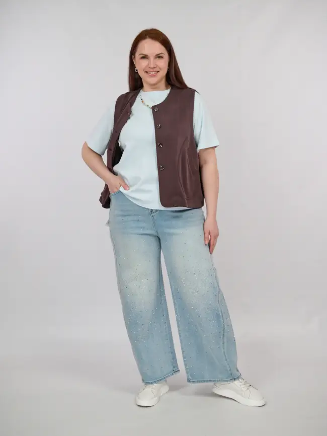 Джинсы в стразах 6788 Размеры 52-58 фото 3