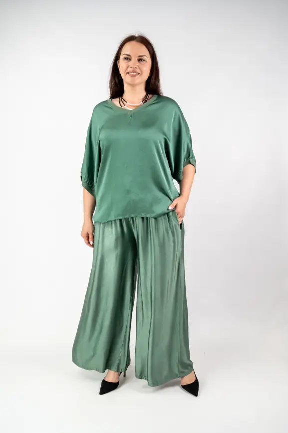 Блуза атлас Италия 84085 Размер 50-56 фото 21