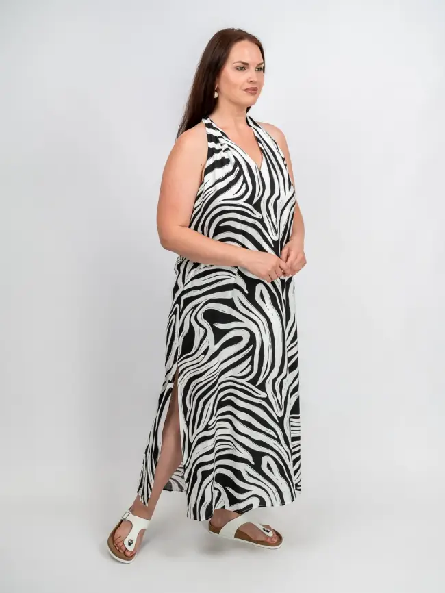 Сарафан в полоску черно-белый ЭттоПлюс 027-3 размер 52- 56 фото 3