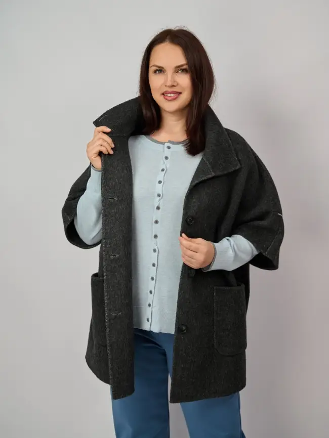 Пальто шерсть 0718-1 Размер 50-60 фото 2