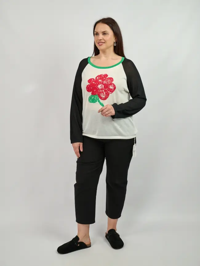 Джемпер с цветком 22917 размер 50- 58 фото 18