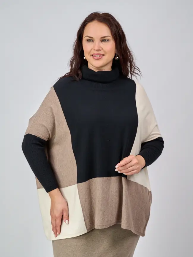 Джемпер три цвета ЭттоПлюс 937 Размер 50-58 фото 14