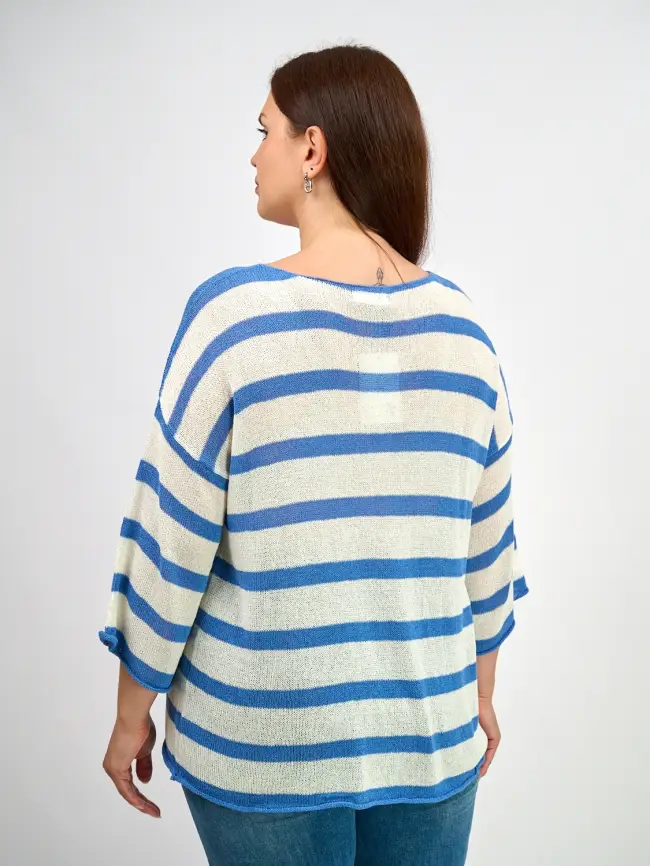 Джемпер облегченный в полоску ЭттоПлюс 25107 Размер 54-58 фото 5