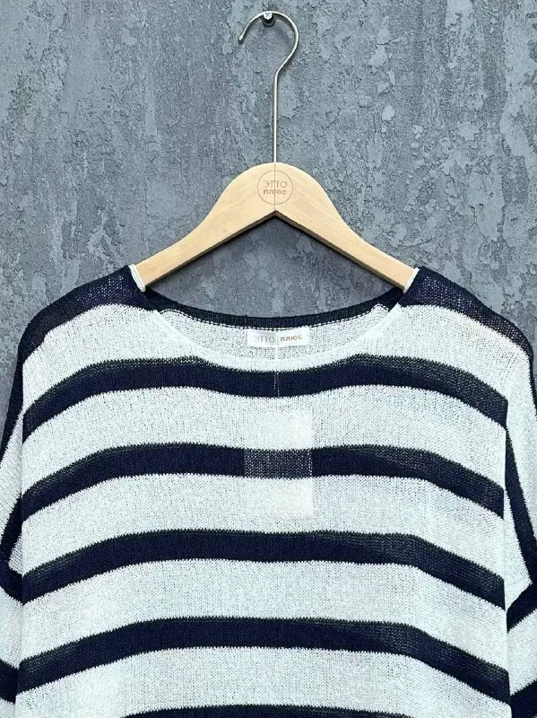 Джемпер облегченный в полоску ЭттоПлюс 25107 Размер 54-58 фото 49