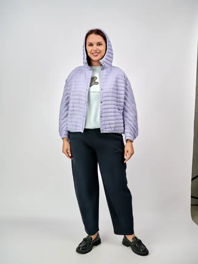 Куртка пух легкая короткая с заклепками 8183 Размер 48-58 фото 71