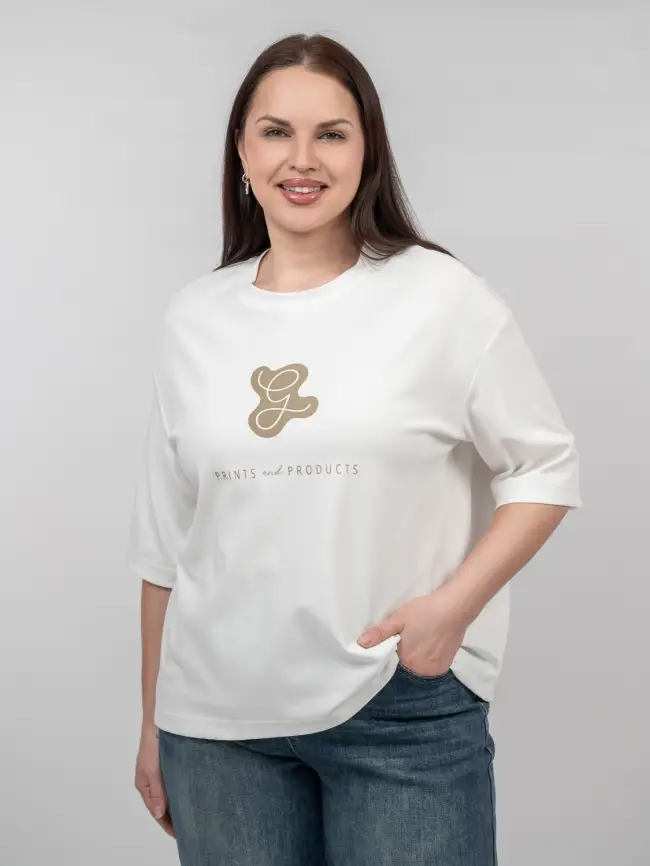 Лонгслив с принтом 95047 Размеры 48-58 фото 1