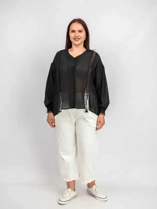 Брюки лето с рюшами 1239 размеры 48- 58 фото 2