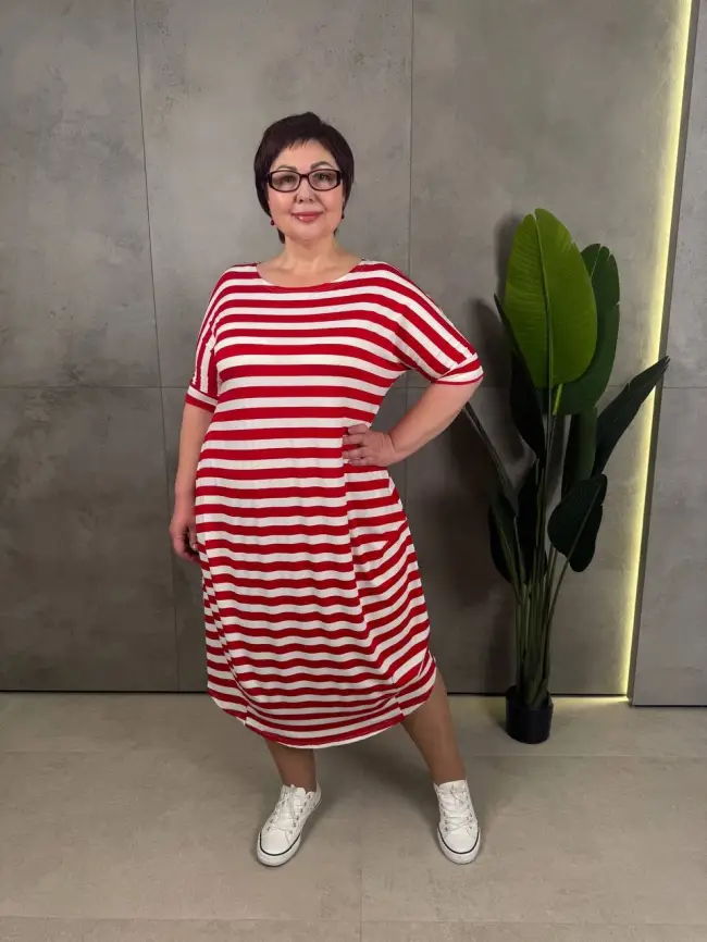 Платье в полоску ЭттоПлюс 0032 размеры 52- 56 фото 54