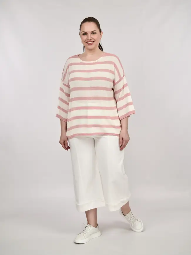 Джемпер облегченный в полоску ЭттоПлюс 25107 Размер 54-58 фото 28