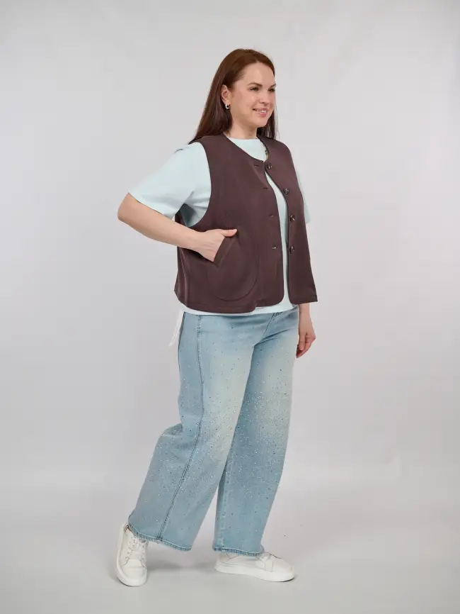 Джинсы в стразах 6788 Размеры 52-58 фото 5