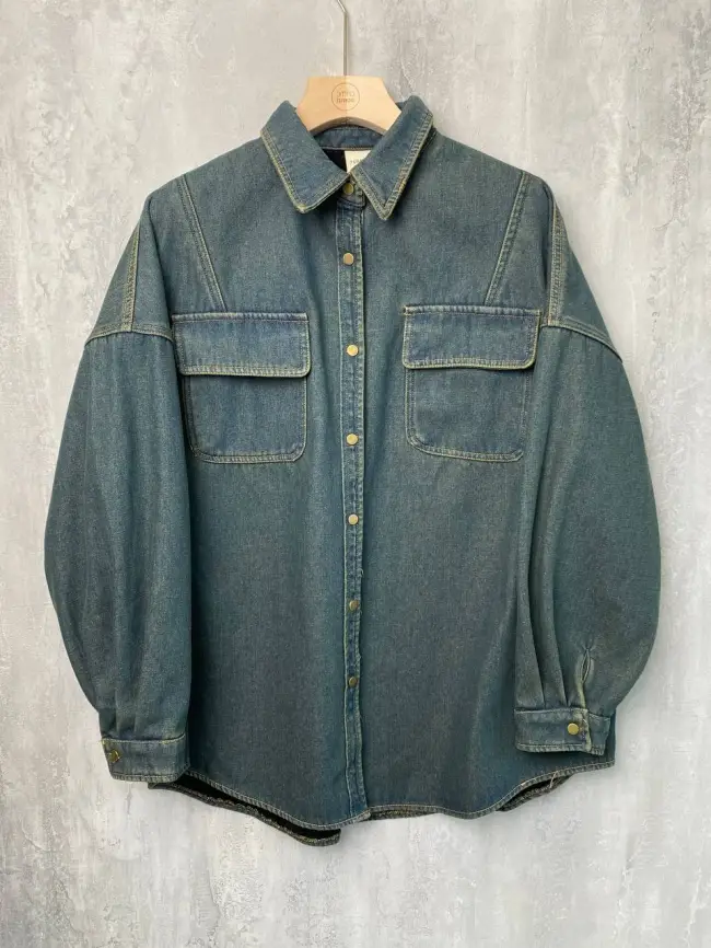 Джинсовая утеплённая рубашка фото 4