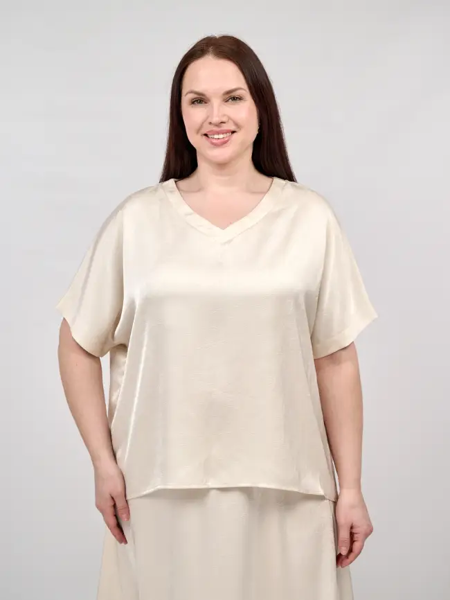 Блуза с v-вырезом ЭттоПлюс 1003 Размеры 50-58 фото 4