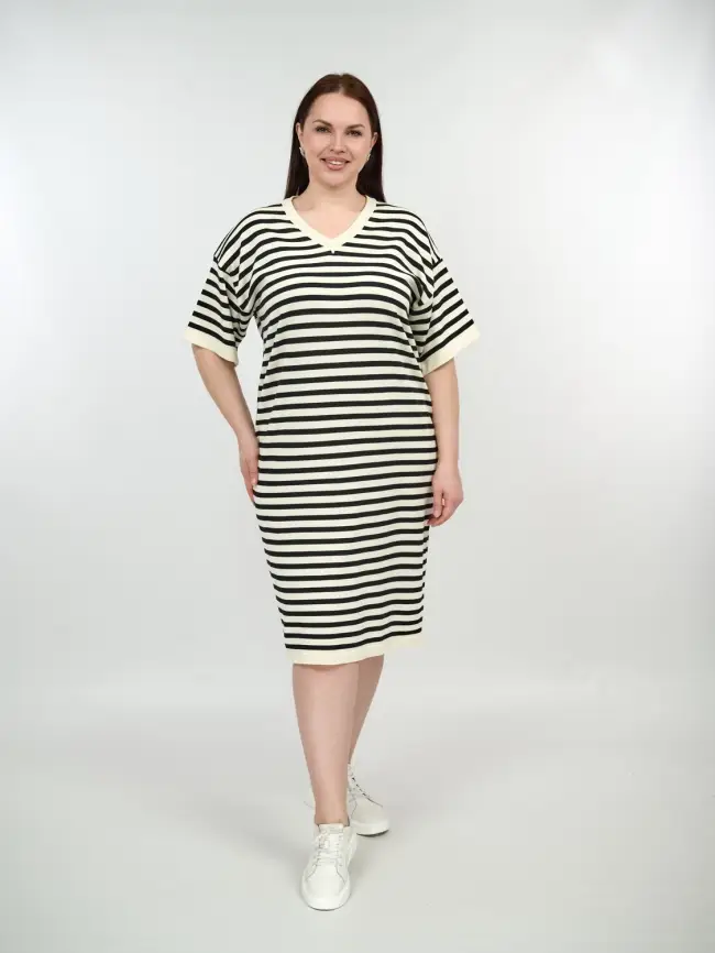 Трикотажное платье с v-вырезом 7568 фото 1