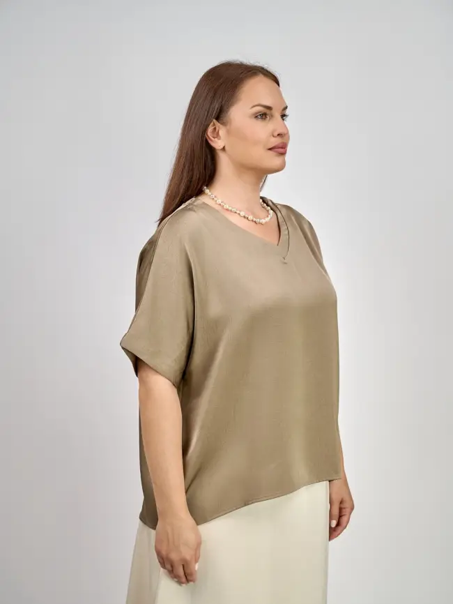 Блуза с v-вырезом ЭттоПлюс 1003 Размеры 50-58 фото 17