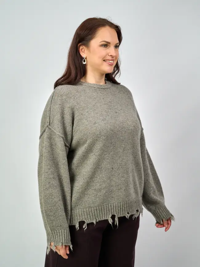 Джемпер рваный оверсайз 58196 Размер 48-58 фото 11