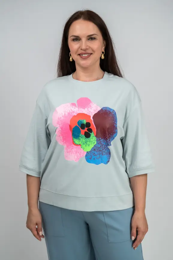 Лонгслив Цветы 25001 ЭТТОПЛЮС фото 2
