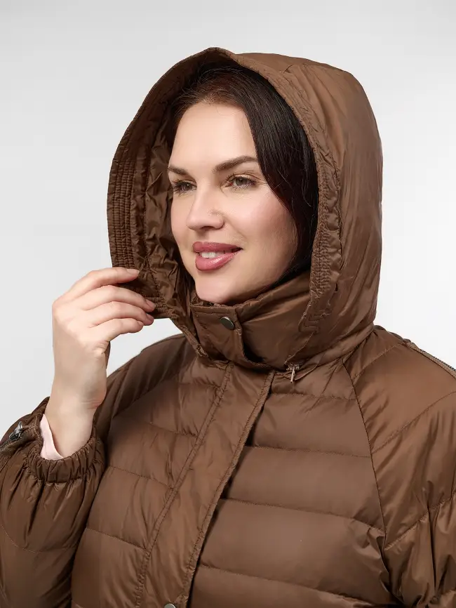 Пуховое пальто 23095 Размер 48-54 фото 4