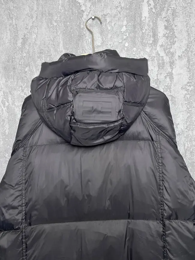 Пуховое пальто с кожаной вставкой 03741 фото 20