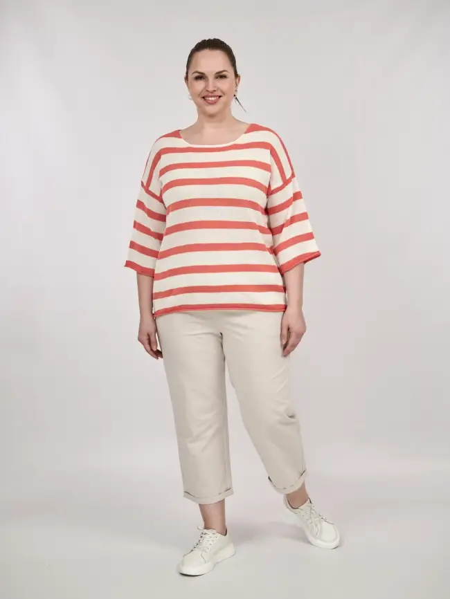 Джемпер облегченный в полоску ЭттоПлюс 25107 Размер 54-58 фото 54