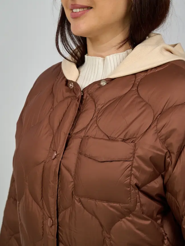 Куртка лёгкая с вязаным капюшоном 2207 фото 21