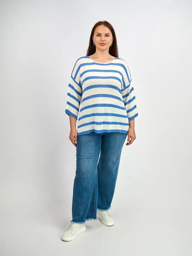 Джемпер облегченный в полоску ЭттоПлюс 25107 Размер 54-58 фото 2