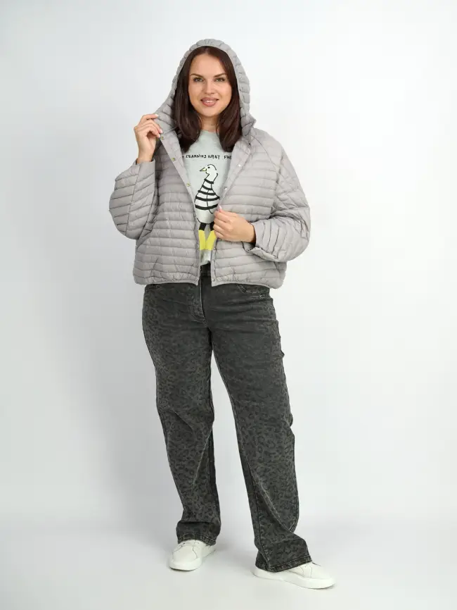 Куртка пух легкая короткая с заклепками 8183 Размер 48-58 фото 47