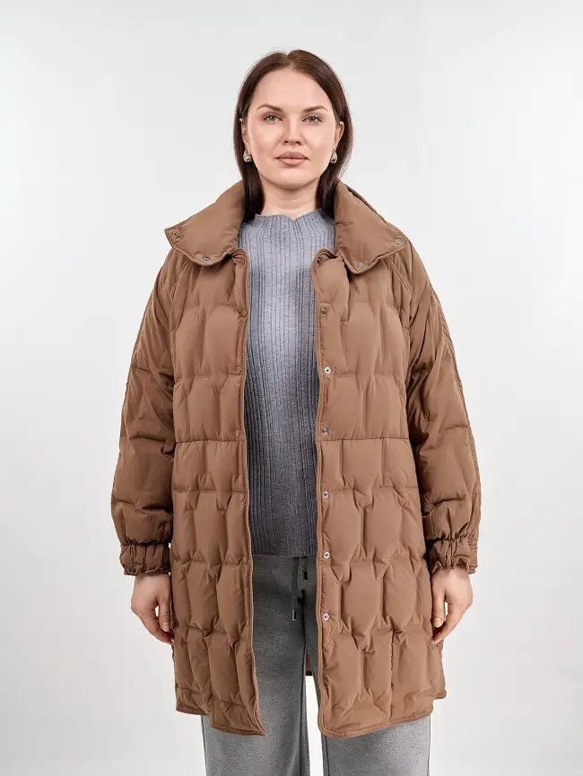 Пуховое пальто 6325 Размер 46-56 фото 16