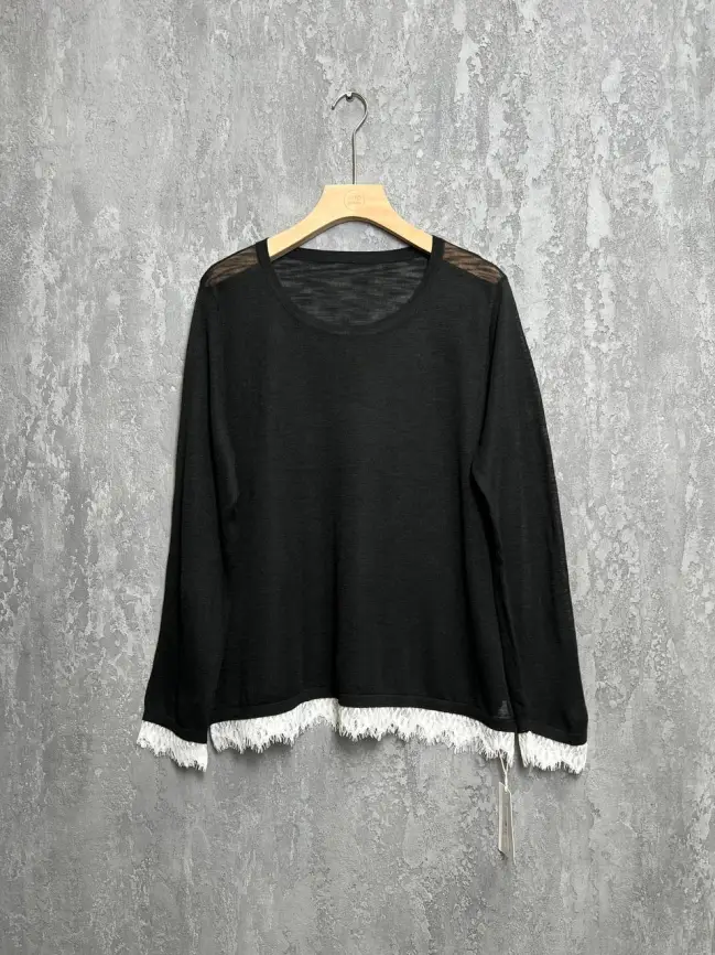 Джемпер с кружевом 22919 размер 50- 58 (черный, 2XL)Уценка 2 фото 1